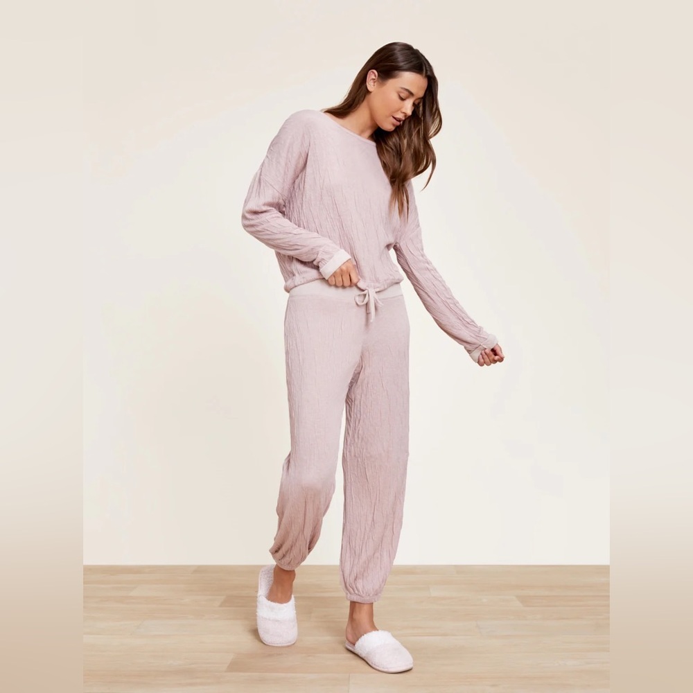 Barefoot Dreams Women’s Crinkle Jersey Lounge Set Faded Rose - Small NWT